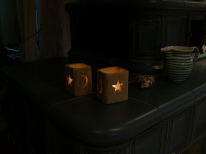 Windlicht mit Sterne und Mond